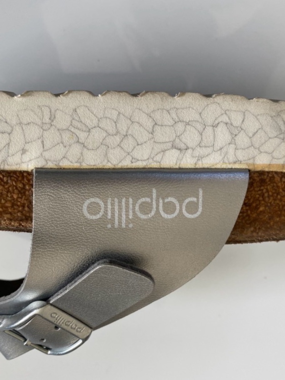 Birkenstock Gizeh Papillio Metallic Silver Toe-Post Cork Sandal W-7 M-5 - Picture 6 of 6